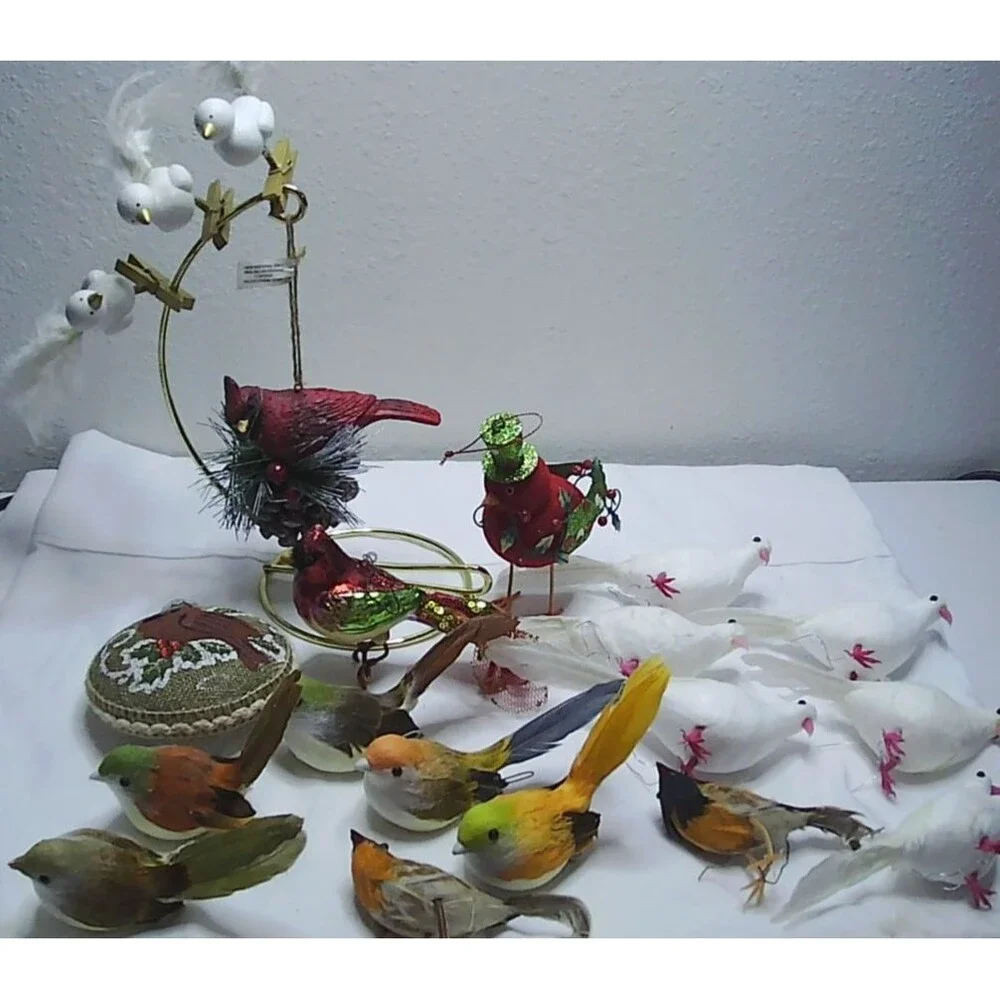 Lot of 20 Bird Ornaments Christmas